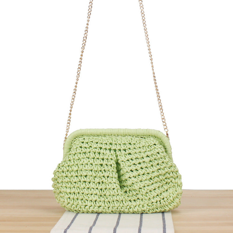 Handbag with Elegant Woven Design and High-Quality Chain Decoration Bowlift