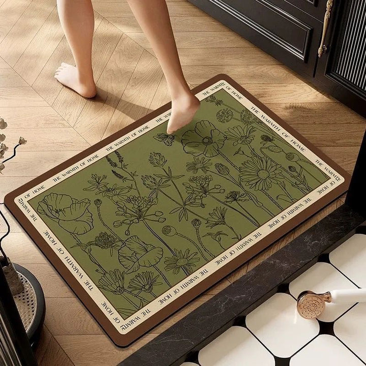 Luxurious Floral Memory Foam Bath Mat Bowlift