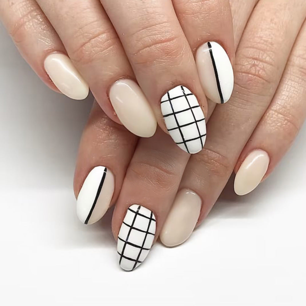 Elegant Geometric Press-On Nail Art Bowlift
