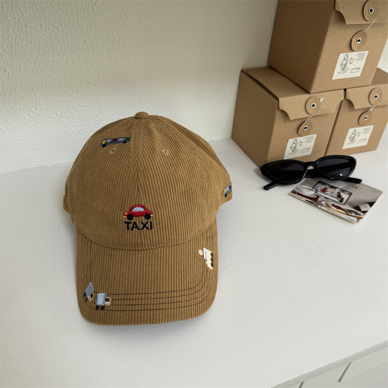 Men's Corduroy Taxi Embroidered Baseball Cap Bowlift