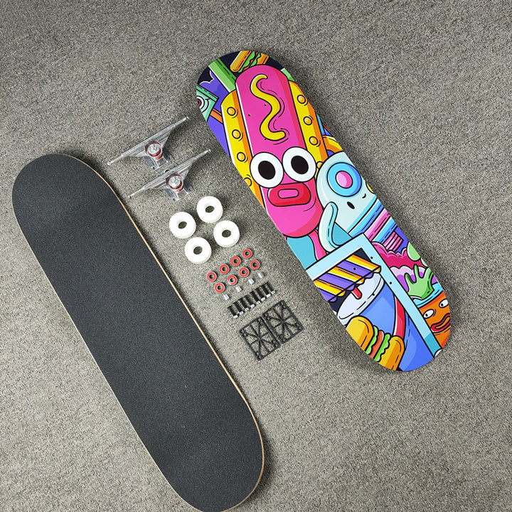 Complete Street Skateboard with Maple Deck Concave and Durable PU Wheels Bowlift