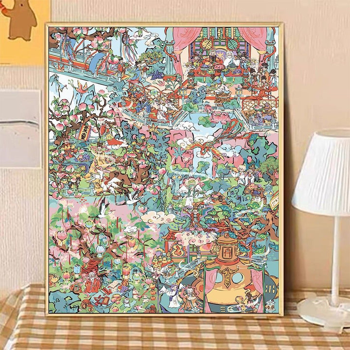 Whimsical Garden Scene Canvas Art Bowlift