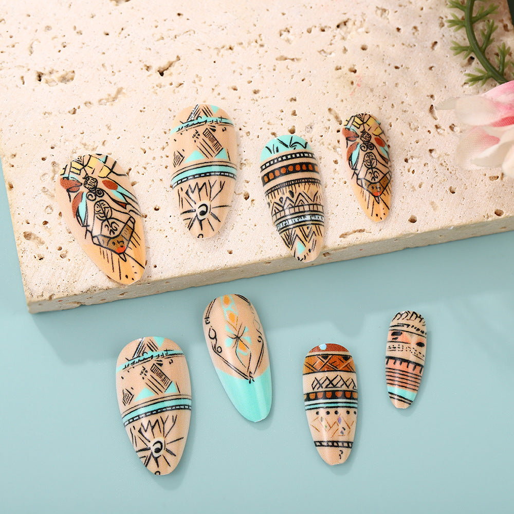 Artificial nails with exotic tribal design Bowlift
