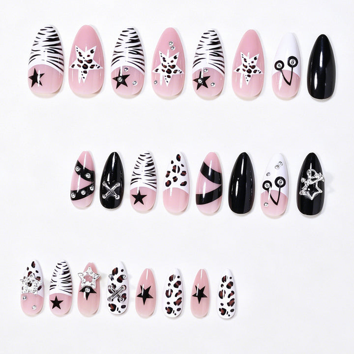 Decorative Press-On Nail Art Tips with Unique Accents Bowlift