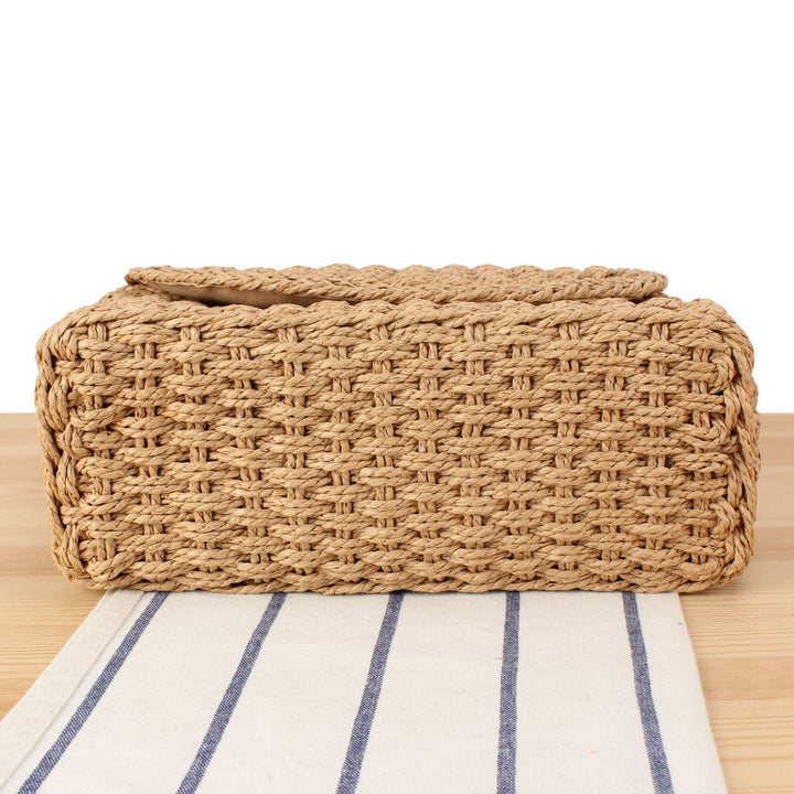 Handbag made of woven natural material with adjustable shoulder strap Bowlift