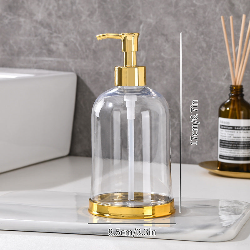 Ribbed Glass Soap Dispenser with Gold Pump Refillable Lotion Bottle Bowlift