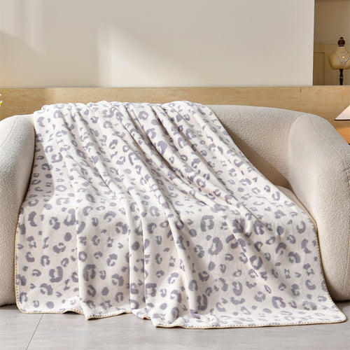Luxury Leopard-Print Fleece Throw Blanket Bowlift