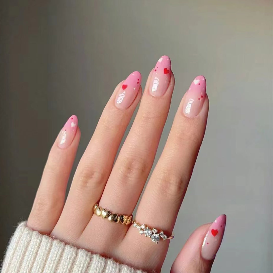 Heart-Design Press-On Nail Art Set Bowlift