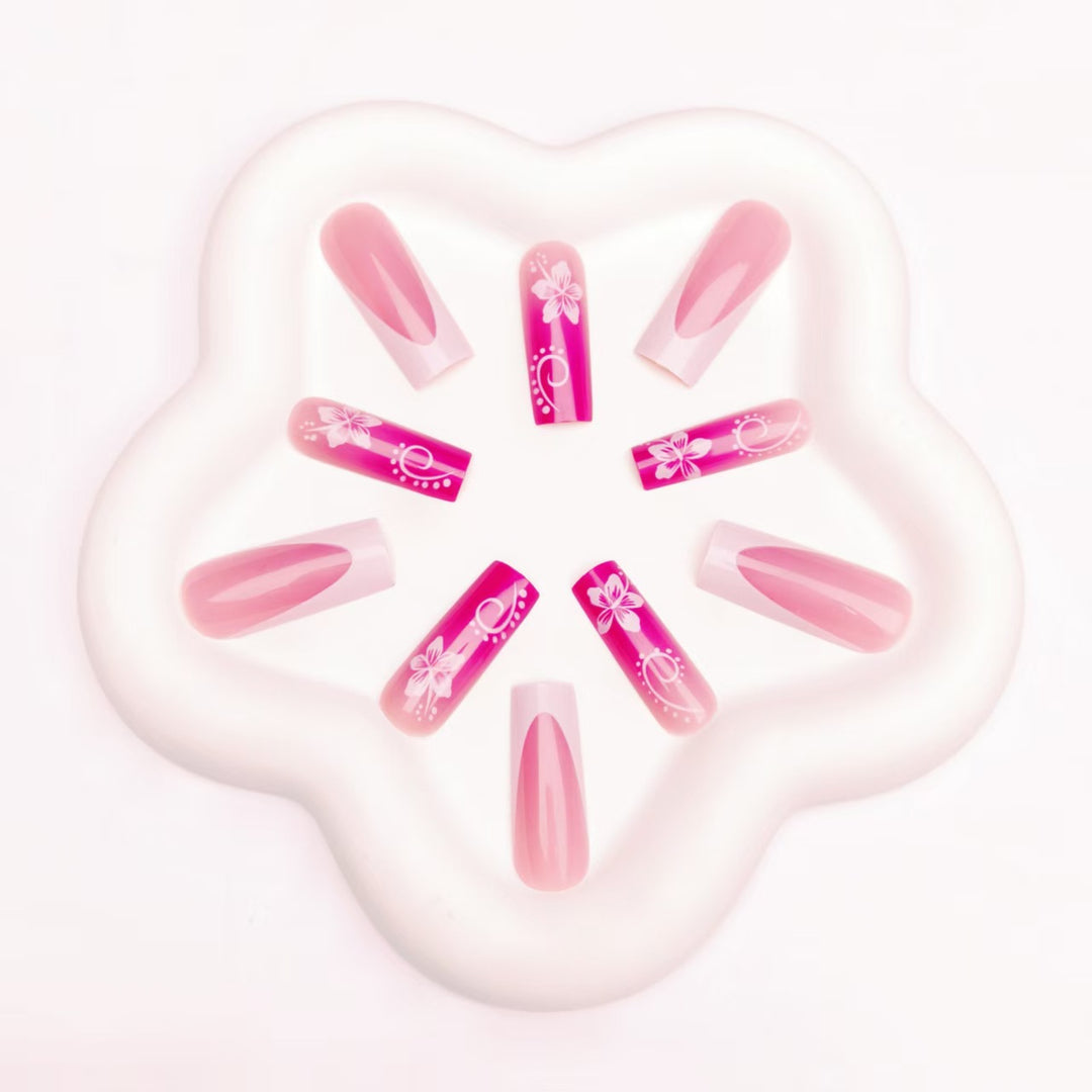Floral Art Gel Nail Design Bowlift
