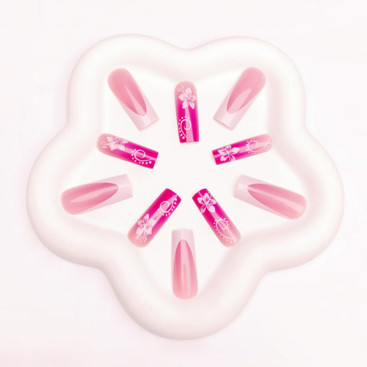 Floral Art Gel Nail Design Bowlift