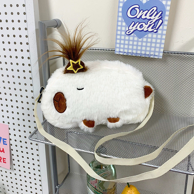 Plush Shoulder Bag with Cute Animal Design Bowlift