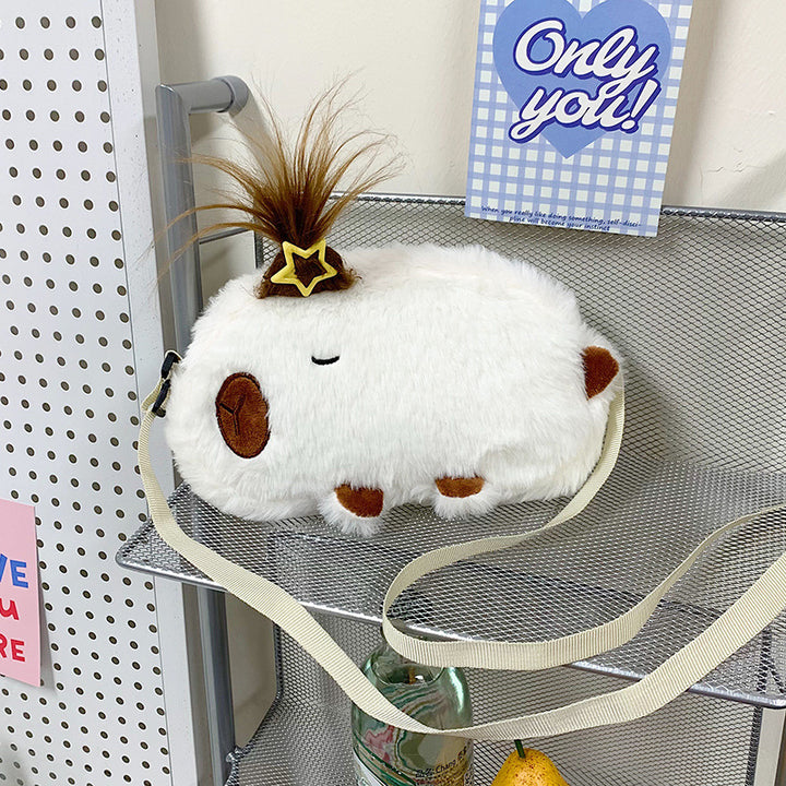 Plush Shoulder Bag with Cute Animal Design Bowlift