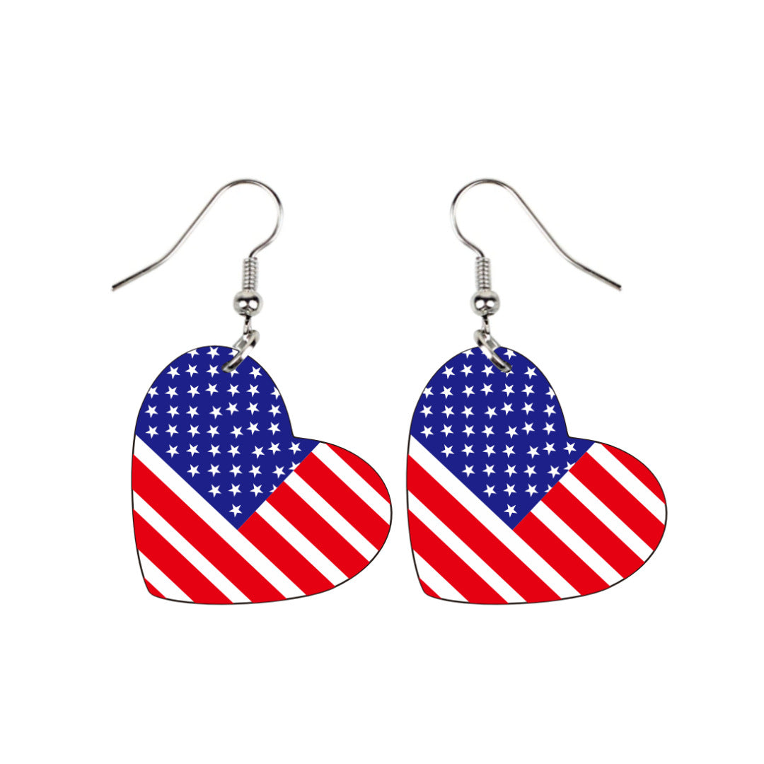 Women's star-shaped earrings with USA flag design made of lightweight acrylic and nickel-free fishhook Bowlift