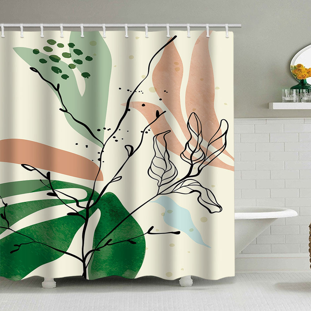 Abstract Botanical Print Shower Curtain Bowlift
