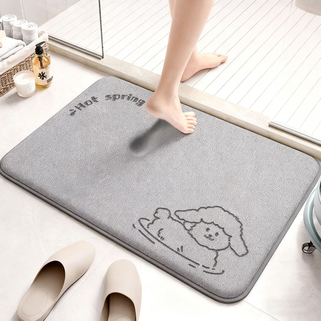 Absorbent Cartoon-Themed Bath Mat Bowlift