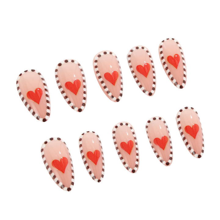 Artificial nails with heart-shaped accents Bowlift