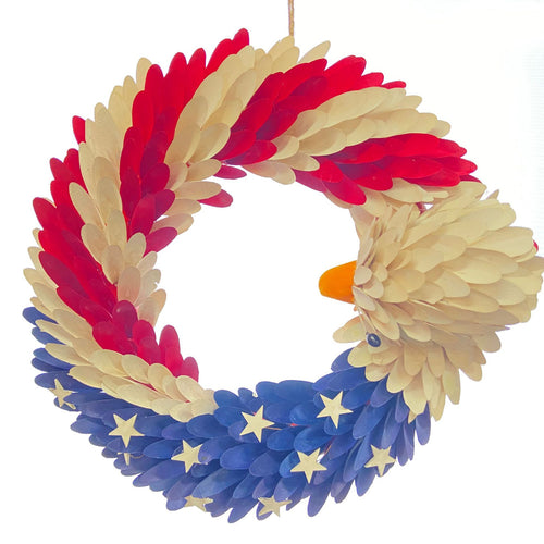 Unisex nan more patriotic door wreath with realistic eagle head and handcrafted wooden feathers Bowlift