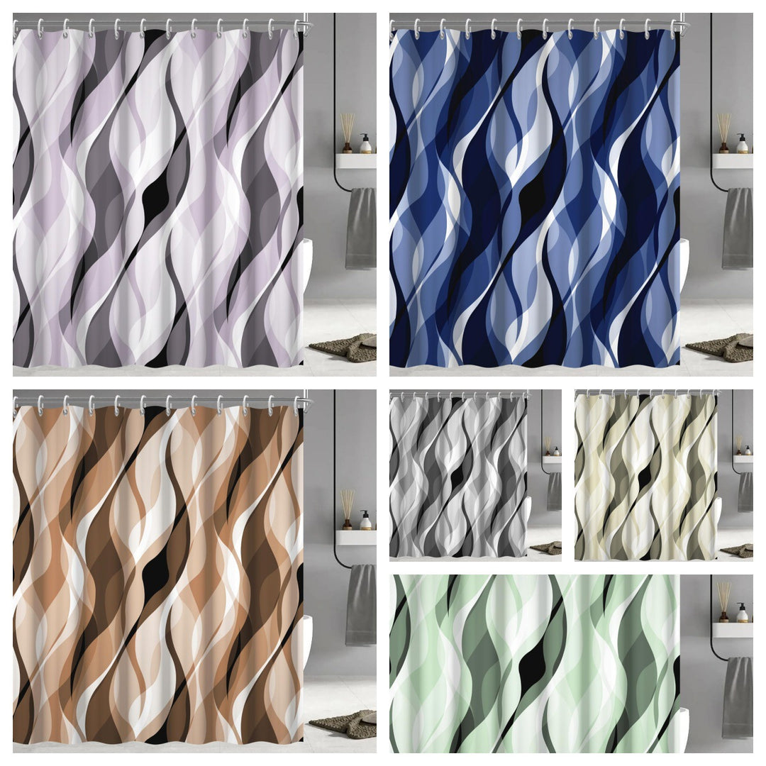 Abstract Wave Pattern Shower Curtain Bowlift