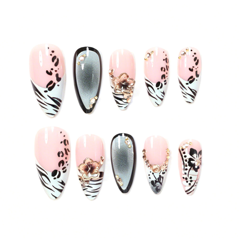 Decorative Stiletto Nail Art Tips with Floral Accents Bowlift