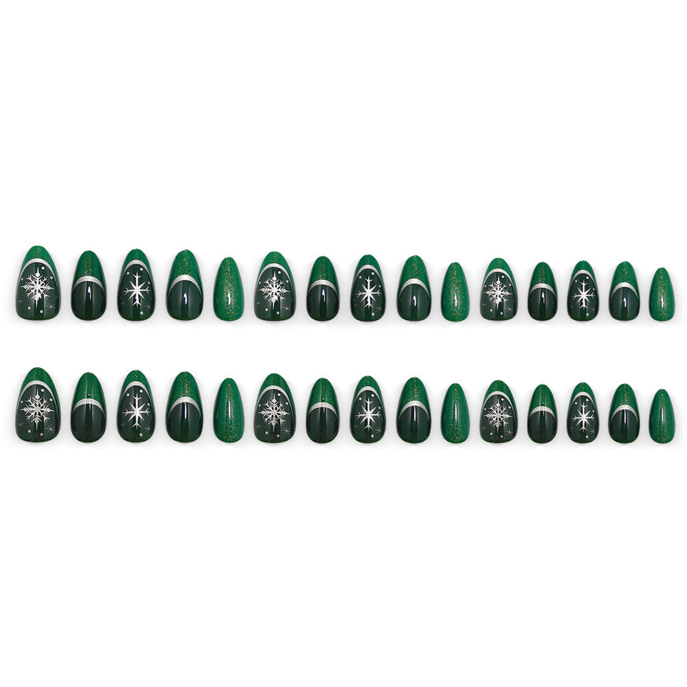Glamorous artificial nails with intricate Christmas design Bowlift