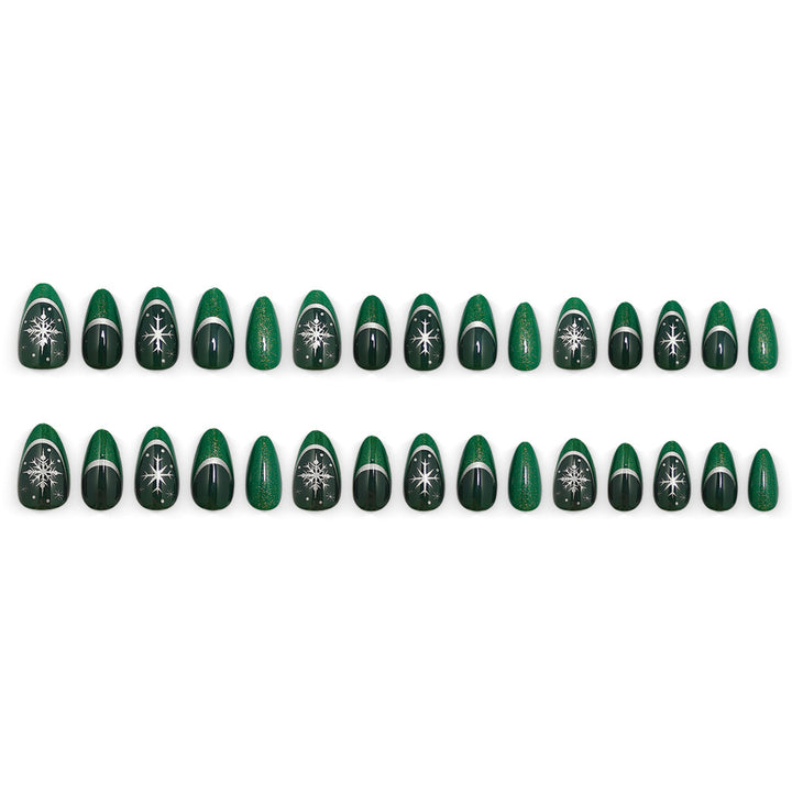 Glamorous artificial nails with intricate Christmas design Bowlift