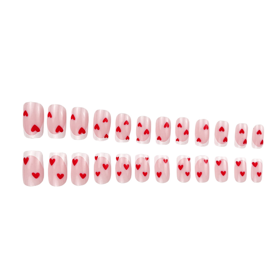Heart-Embellished French Tip Nail Art Bowlift