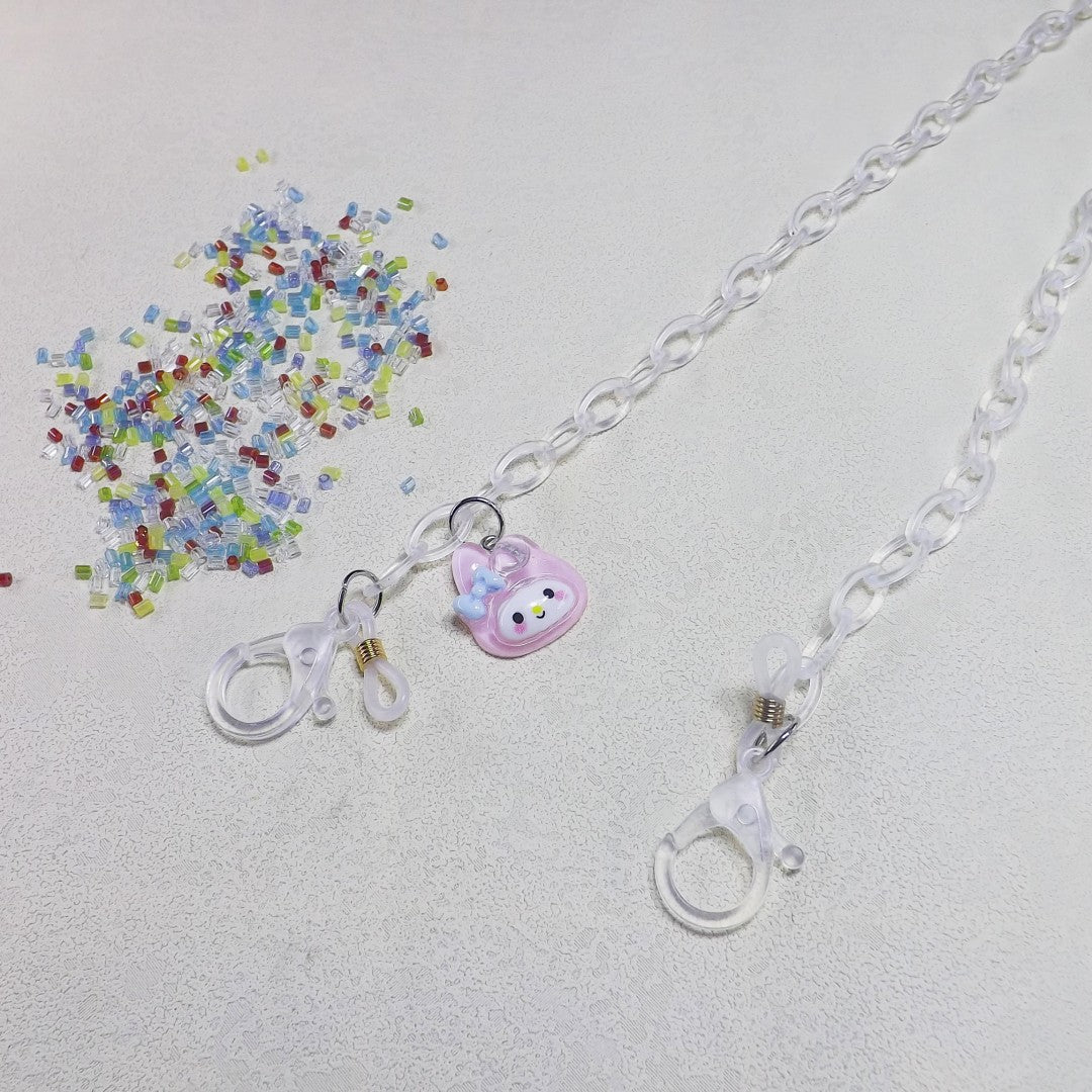 Playful glasses holder chain made of transparent material Bowlift