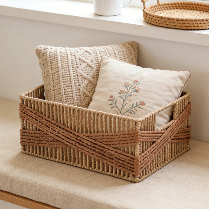 Handcrafted storage basket with decorative weave Bowlift