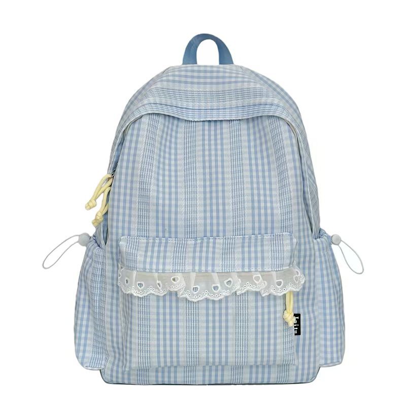 Gingham Patterned Stylish Backpack Bowlift