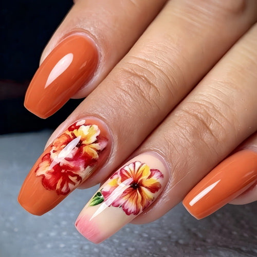 Artificial nails with floral drop design Bowlift