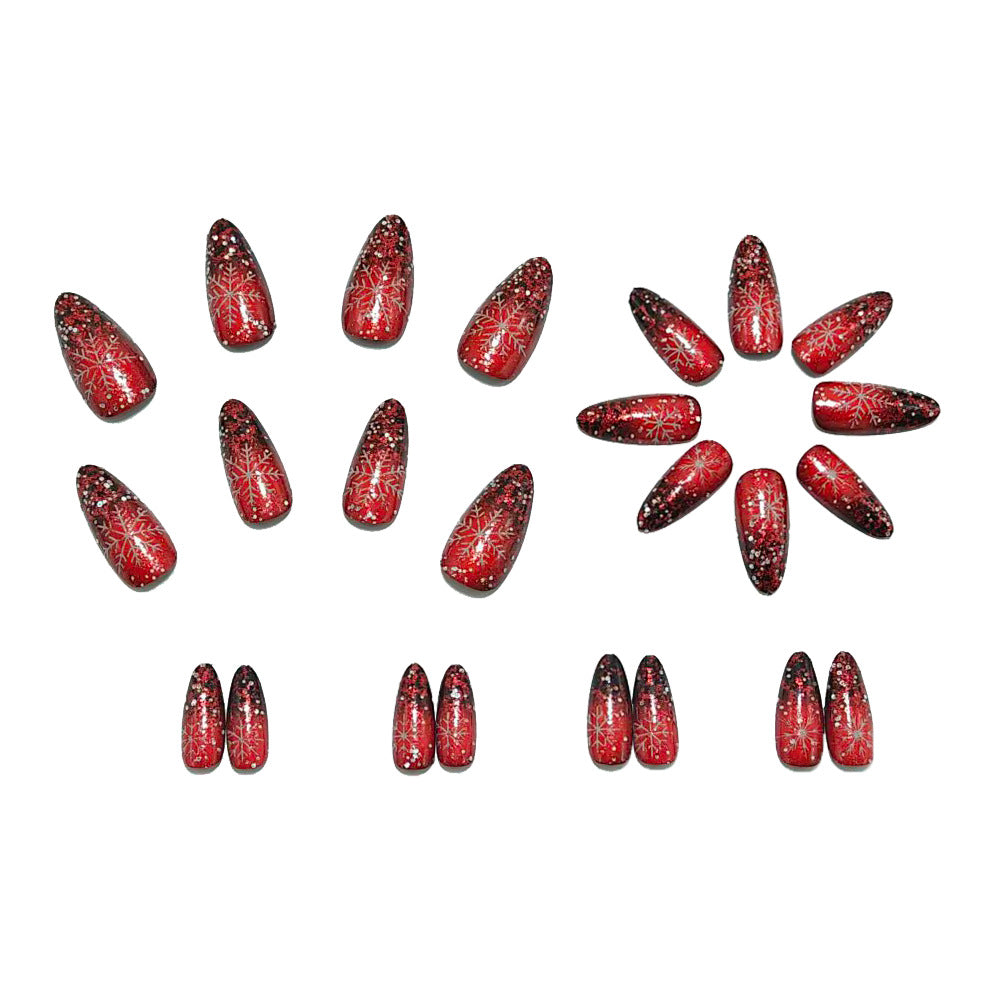 Glittering artificial nails with winter design Bowlift