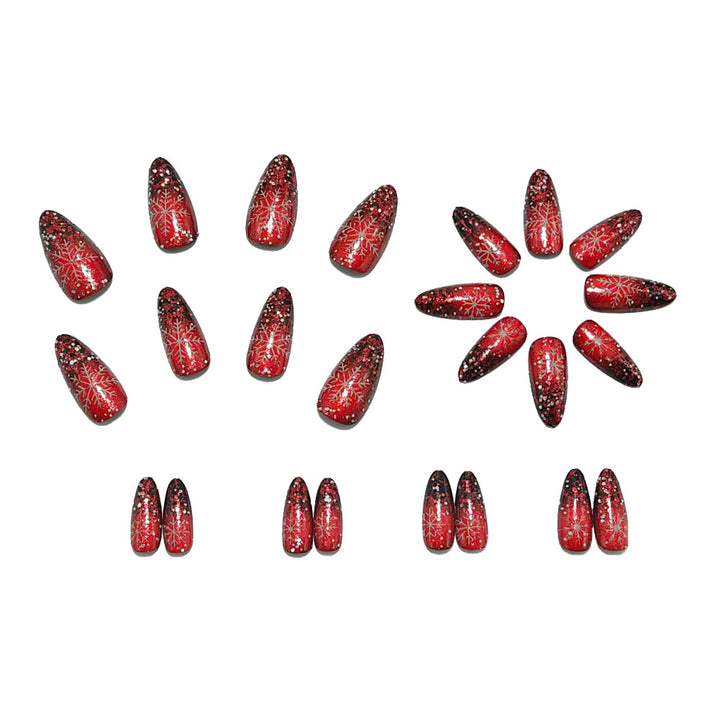 Glittering artificial nails with winter design Bowlift