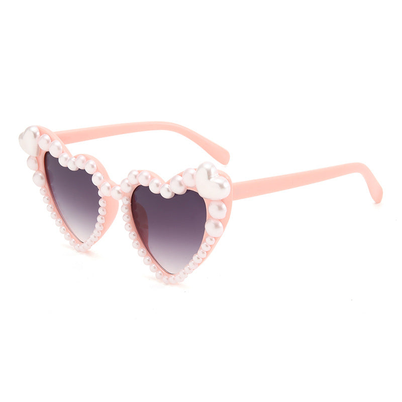 Heart-Shaped Pearl Accented Sunglasses