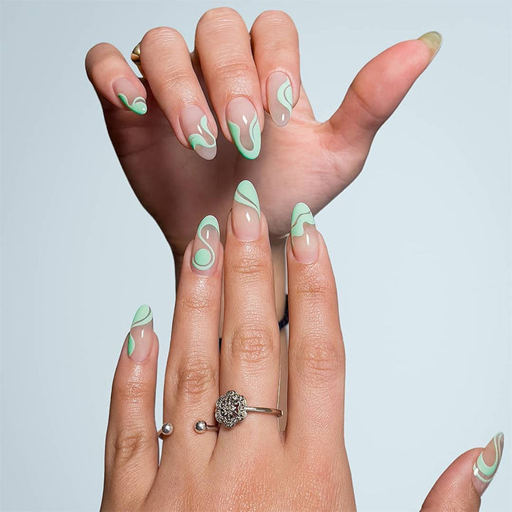 Artful nail design with curved lines Bowlift