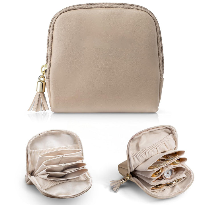 Cosmetic organizer with structured interior and elegant tassel Bowlift
