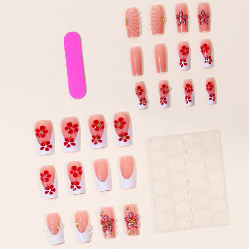 Elegant Floral Acrylic Nail Art Bowlift