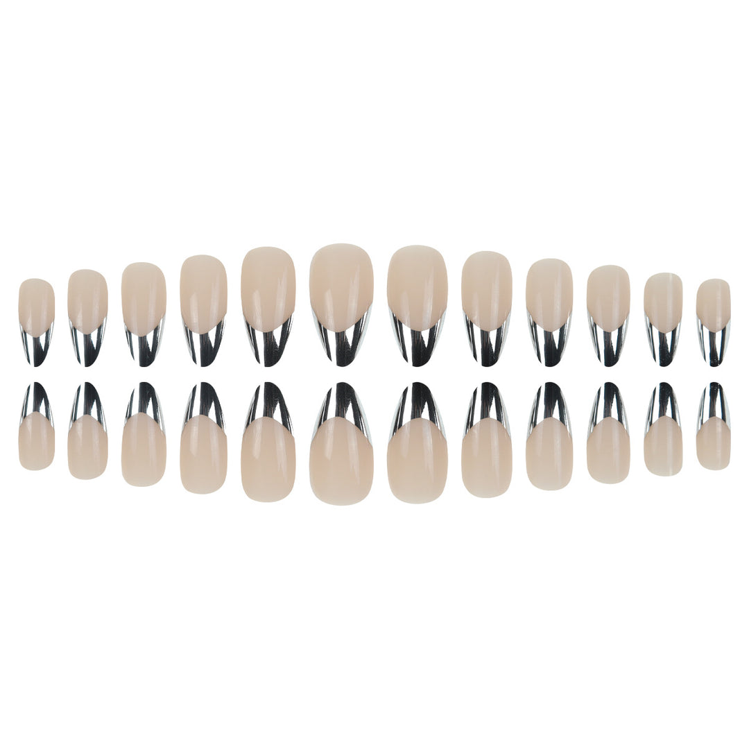 Long Stiletto Metallic Tip Press-On Nails Bowlift