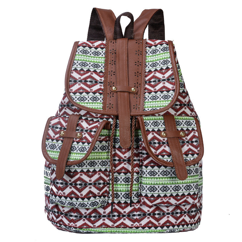 Bohemian Ethnic Print Backpack Bowlift