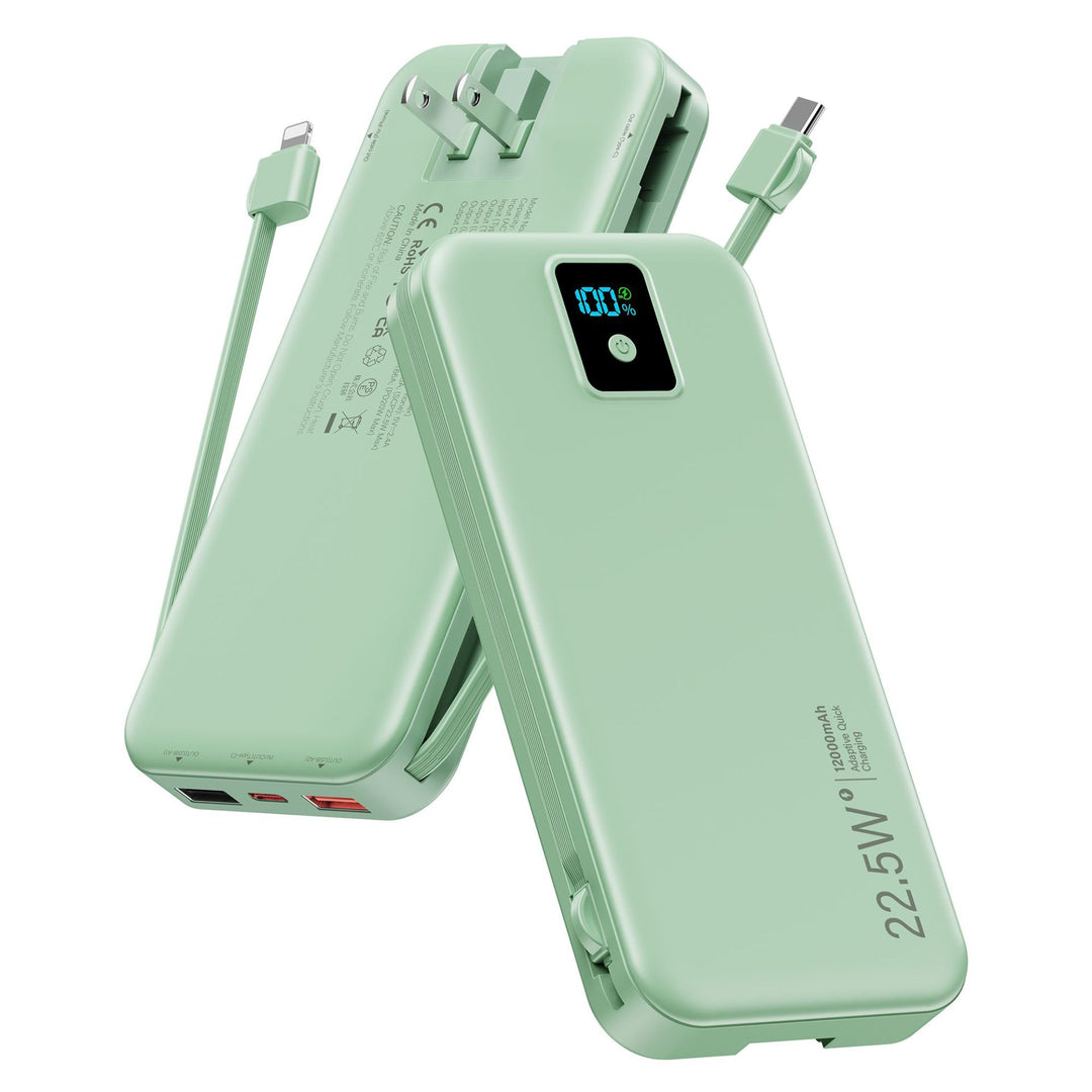 Power bank with digital LCD display and integrated charger Bowlift
