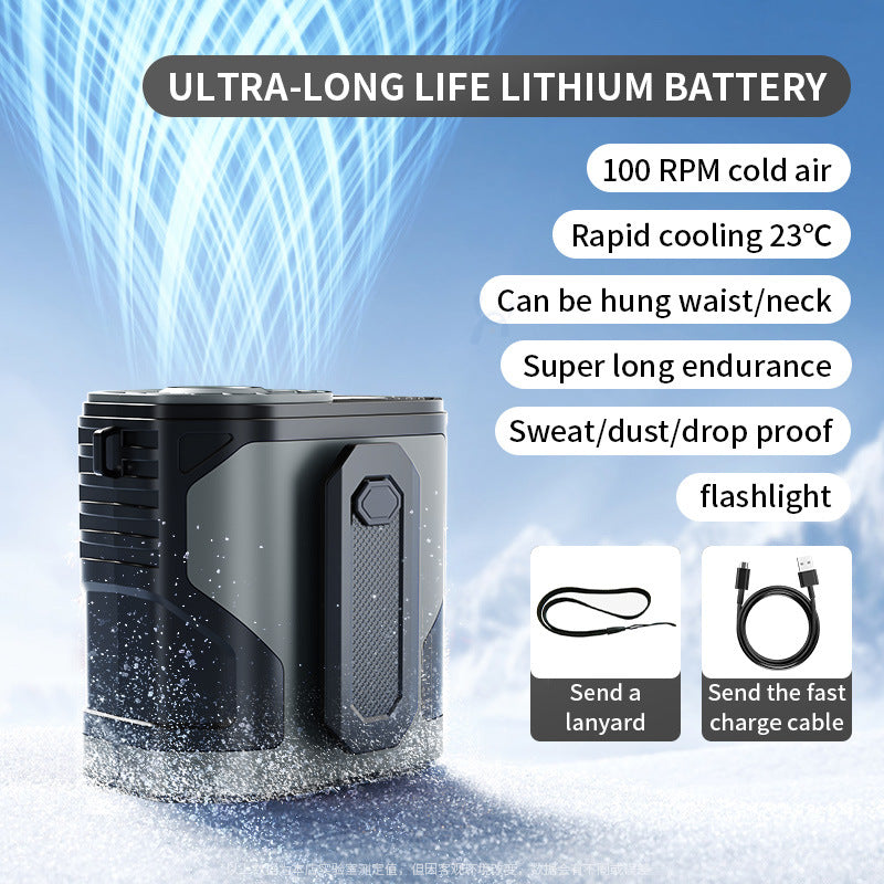 Unisex nan portable wearable rechargeable personal cooling fan with integrated flashlight and long-life lithium battery Bowlift