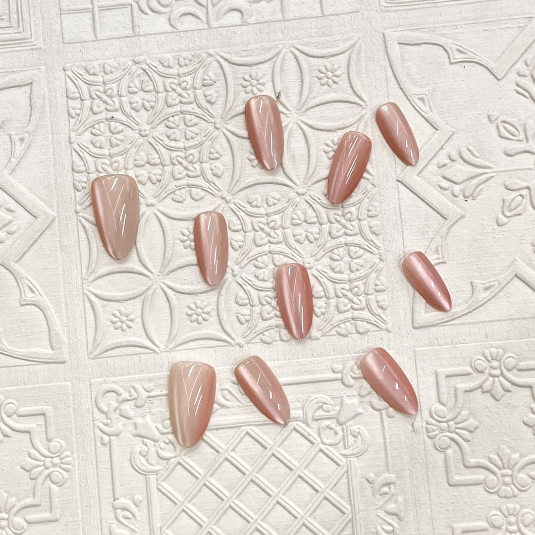 Glossy Almond-Shaped Press-On Nail Set Bowlift 1787225130