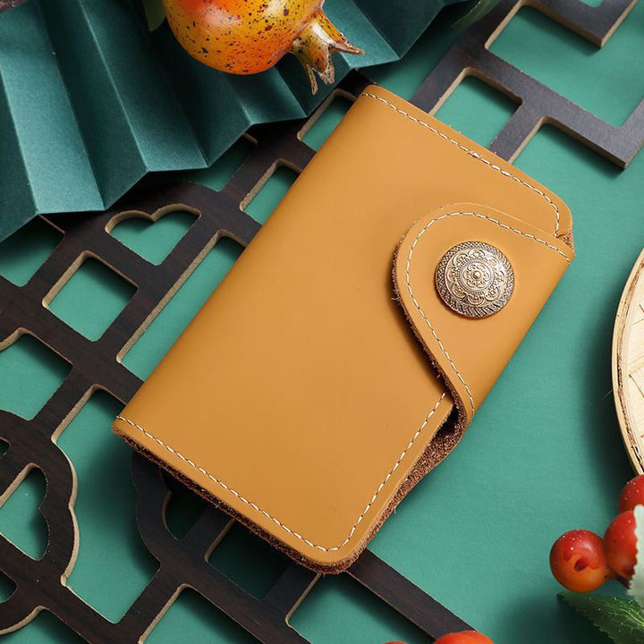 Luxury Leather Snap Closure Card Holder Bowlift