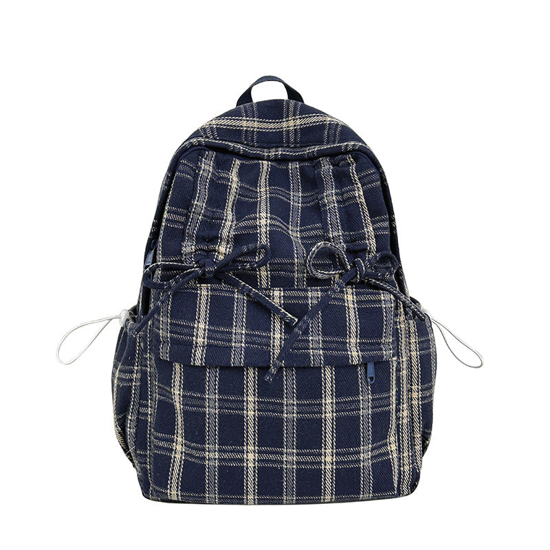 Checked Casual Drawstring Backpack Bowlift