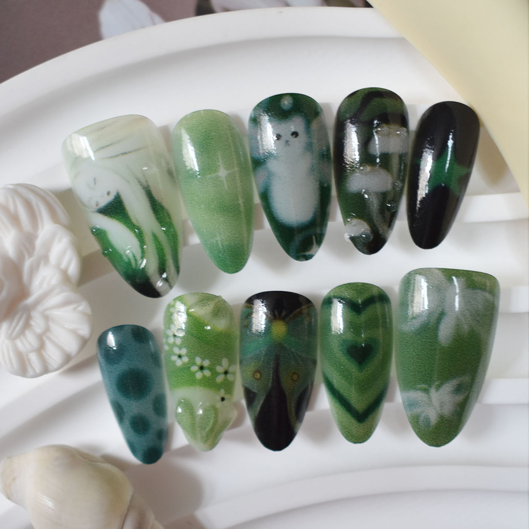 Artistic 3D Sea-Inspired Press-On Nail Art Bowlift
