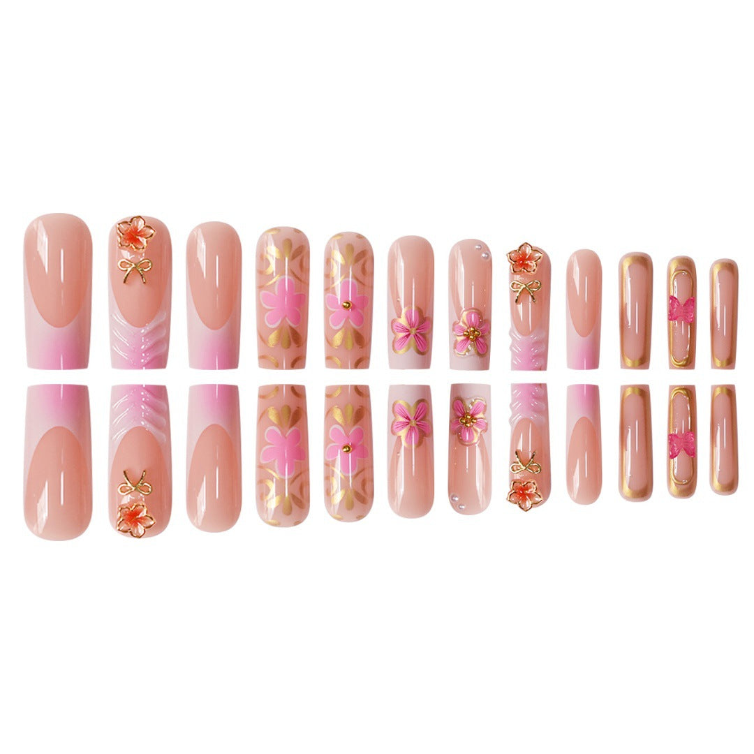 Artistic 3D Floral Press-On Nail Set Bowlift