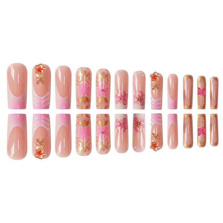 Artistic 3D Floral Press-On Nail Set Bowlift
