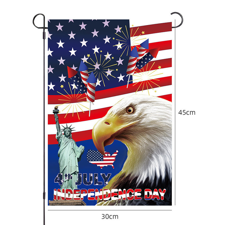 Unisex nano patriotic garden flag with USA map cross and soldier silhouette weatherproof polyester fabric Bowlift