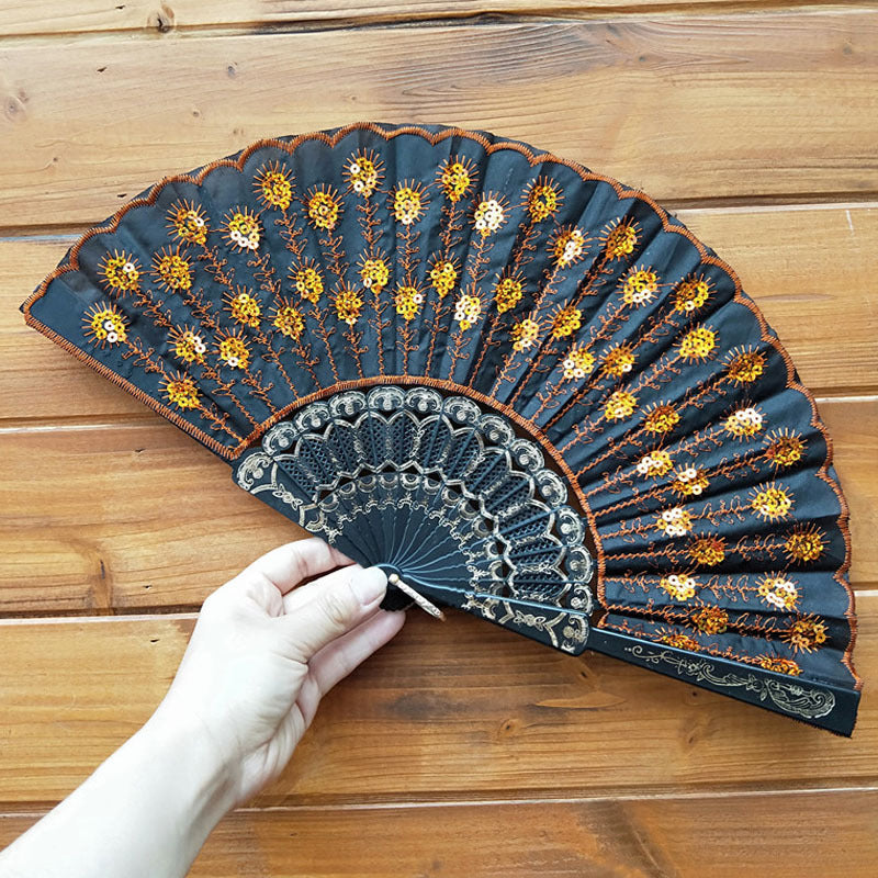 Ladies handcrafted fan with exquisite embroidery Bowlift