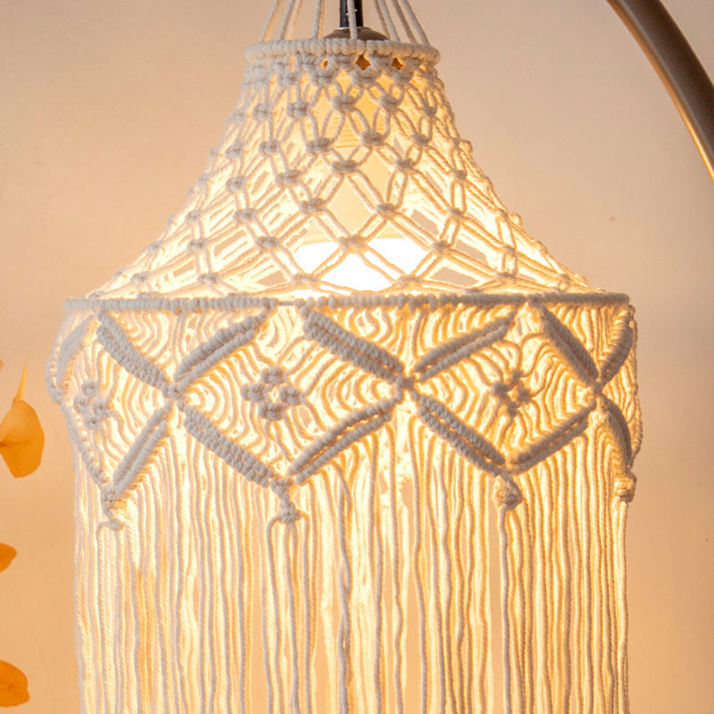 Elegant Macrame Hanging Lamp with Fringes Bowlift