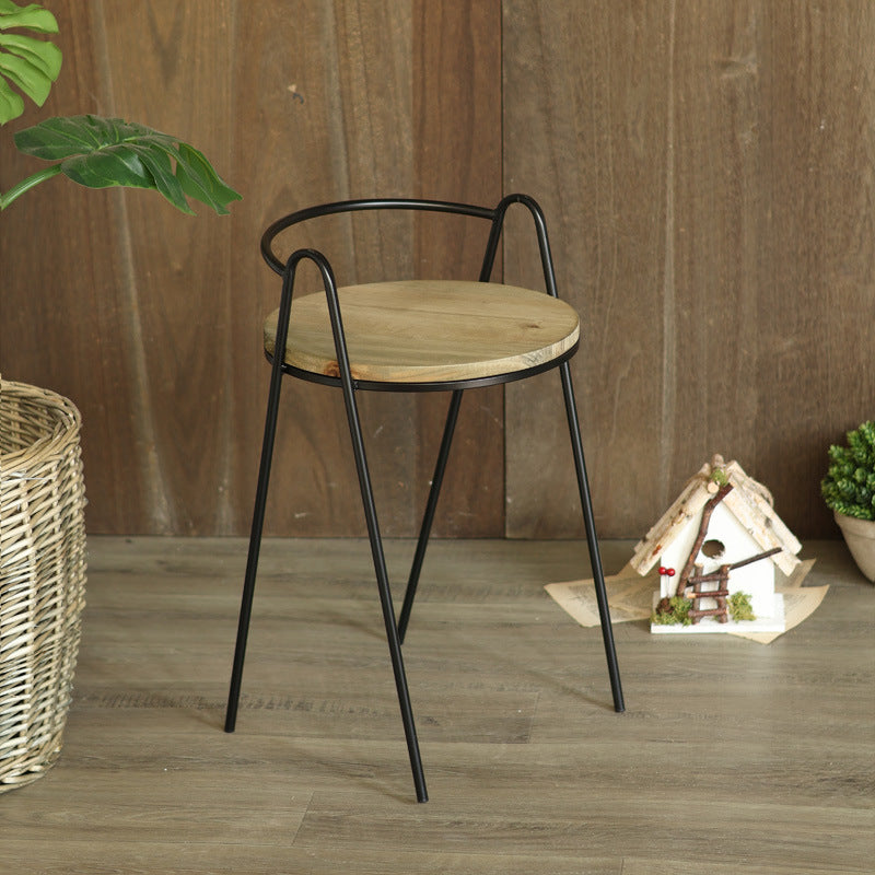Modern stool with wooden seat and metal frame Bowlift